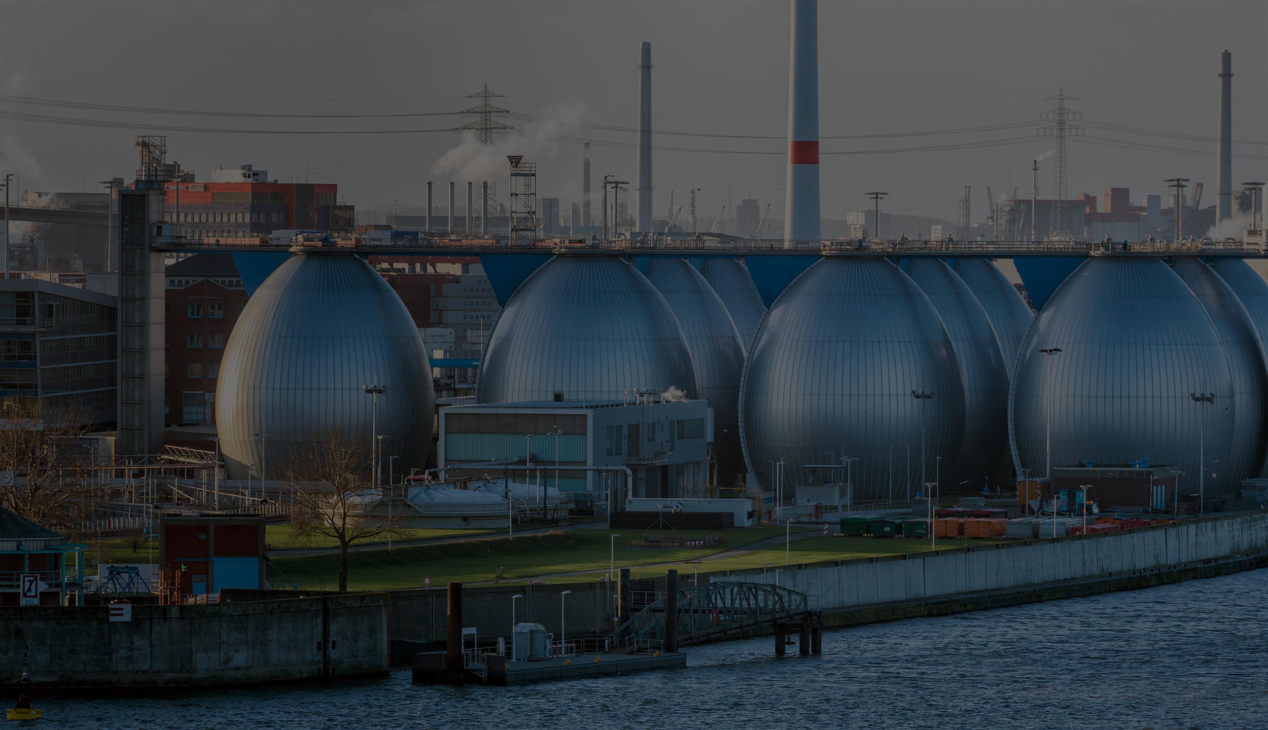 Desalination plant in hamburg harbor metallic eggs